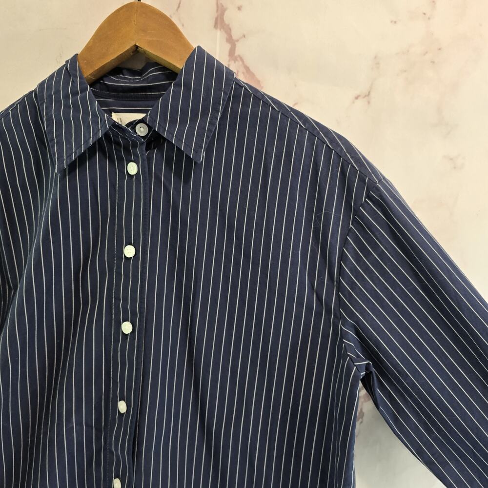 Everlane Shirt Womens Blue Striped Button Oversized Poplin Boyfriend Supima - Picture 16 of 16